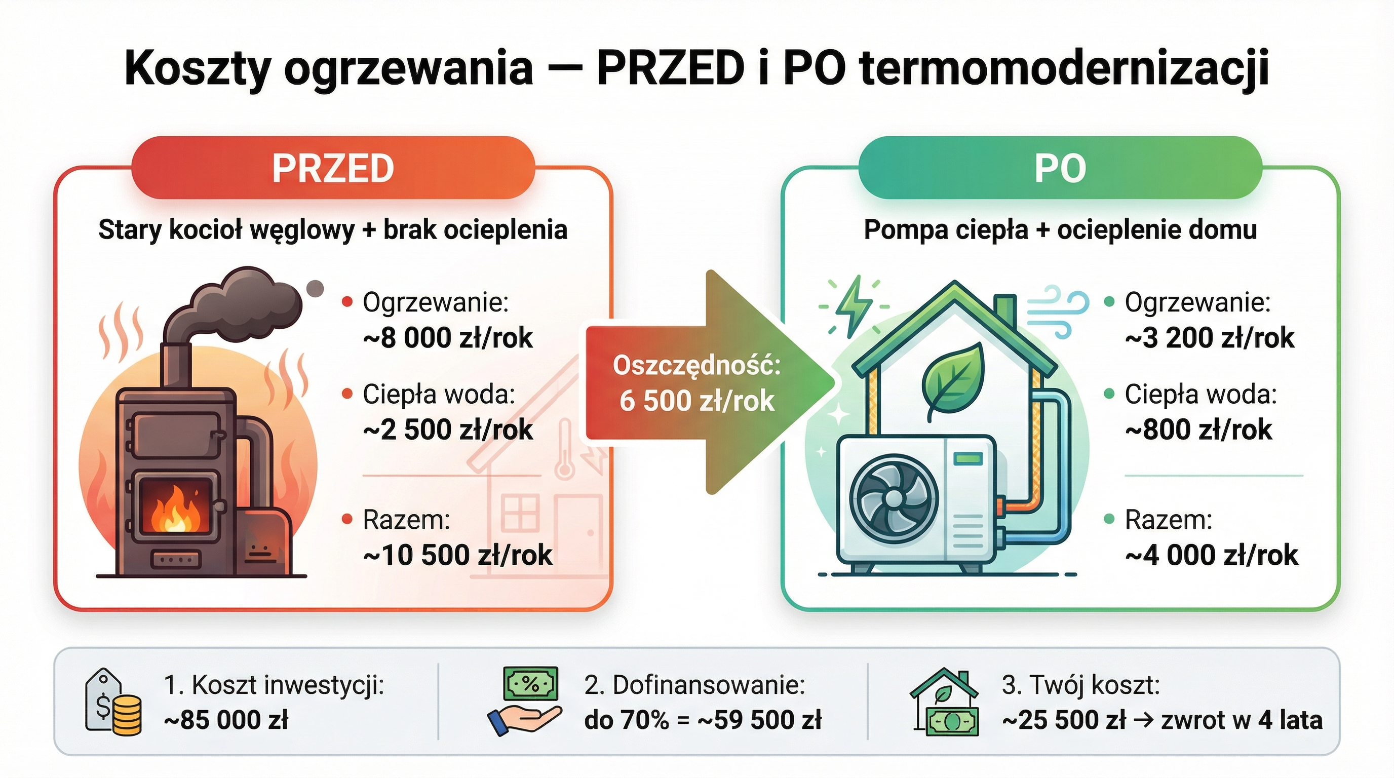 Oszczędności na ogrzewaniu po termomodernizacji — redukcja kosztów o 60%